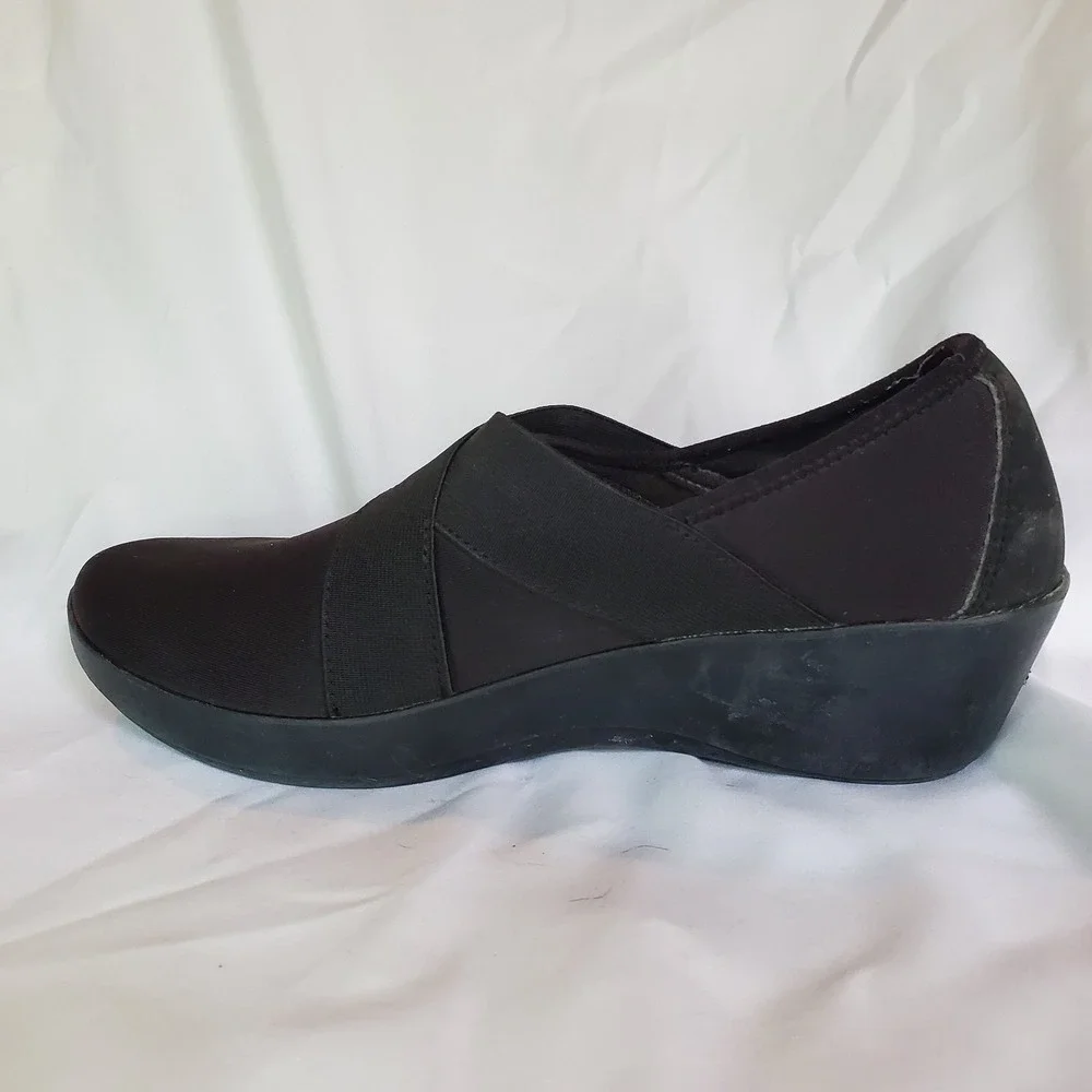 Crocs Dual Comfort Busy Day Loafers Stretch Wedge Shoes Black 202852 Women's 8‎